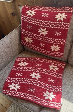 Storehouse Knit Christmas Throw Pillow Cover 20x20" Red/White Set Of 2 Zipper